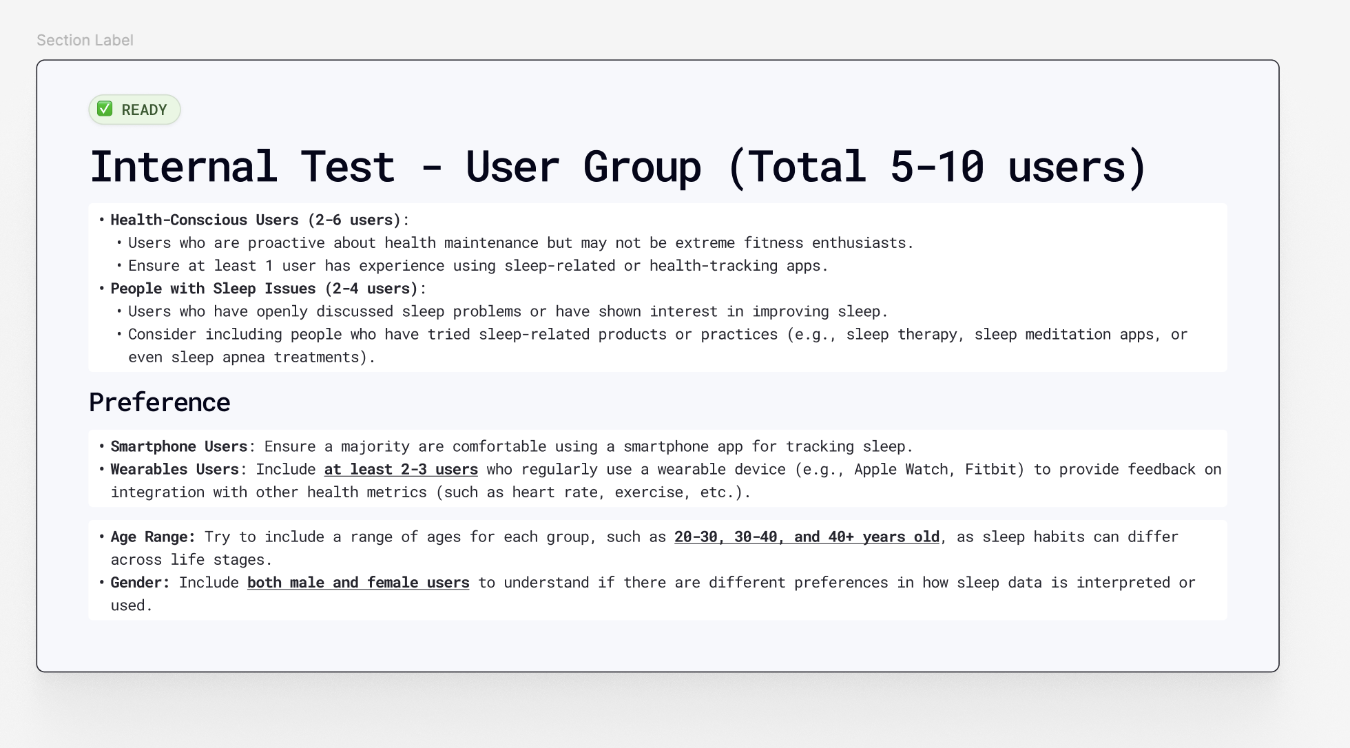 User testing preference scores